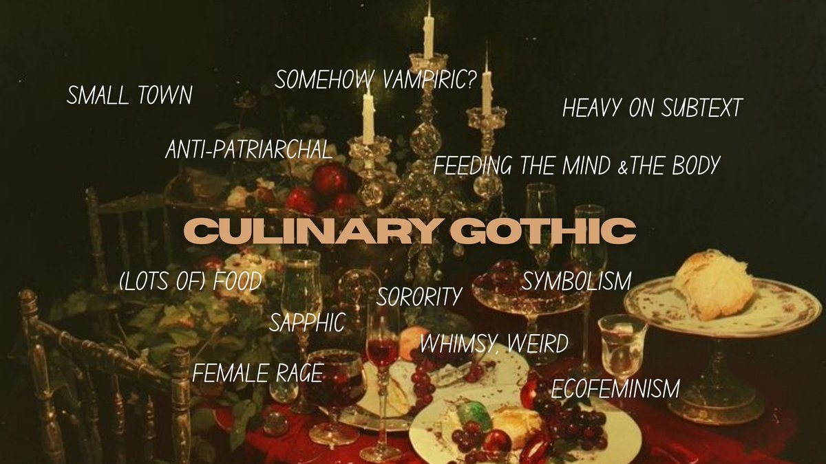 hibunnyi's tweet photo. GIRL DINNER x BUNNY x GARDEN OF EARTHLY BODIES 

A sapphic literary fiction, a cultinary gothic tale of sorority and female rage.

🍇 Culinary Gothic
🍇 Small town
🍇 Weird feminine cohort
🍇 Sorority x sapphic
🍇 Somehow vampiric 

#Questpit #R #A #L https://t.co/GUO4pKvZrw