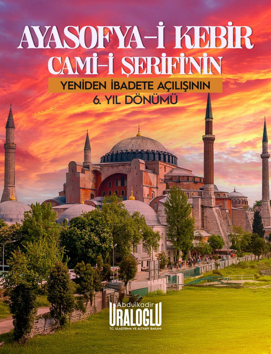 a_uraloglu's tweet photo. “İşte sana lâyık özgürlük ve uygarlık budur!” ✍️

Bugün Ayasofya-i Kebir Cami-i Şerifi’nden yükselen Cuma Ezanı, Fatih Sultan Mehmet Han’ın emanetinin ilelebet yaşayacağının en güçlü nişanesidir. 🤲

Geçmişine sadakatle sahip çıkan milletler, istikbalini de kendi iradesiyle inşa eder. 🌙 🇹🇷

#Ayasofya