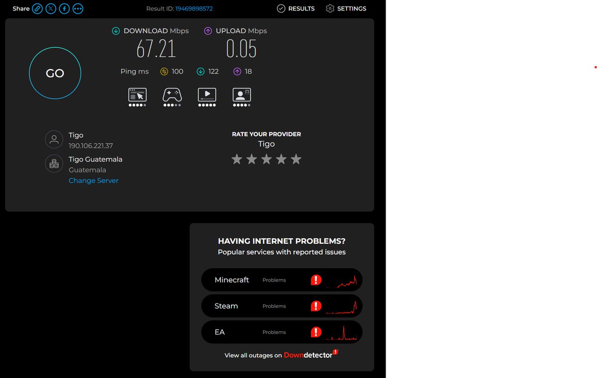 twalvez's tweet photo. @Tigo_GT Me han subido el precio sin preguntar dos veces, me mandan un mensaje de que "ahora mi internet es más rápido", y me dan un servicio con menor velocidad y cero confiable, se desconecta cuando se les da la gana. Su servicio es deplorable. https://t.co/qQHRBbQm0i