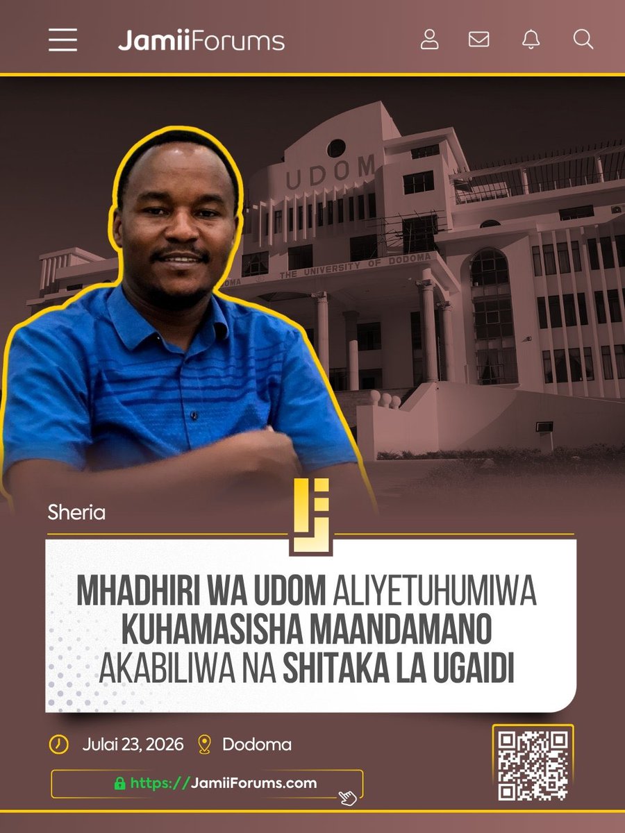MariaSTsehai's tweet photo. ‼️University lecturer charged with terrorism‼️
Kaijage was telling students that it is their constitutional right to protest - Boom 💥
He was abducted! After a huge uproar police admitted having taken him
Held him for 2 week incommunicado - I am sure he was tortured!
Now he is given terrorism charges

Now imagine you are a tourist in #Tanzania casually chatting at a restaurant with your guide and you say peaceful protest is a right! Boom💥 you could be abducted, jailed and charged with terrorism!
That is how repressive the regime of Samia Suluhu! We are North Korea level
Again STAY AWAY for now 
#TanzaniaIsNOTSafe 
#SamiaMustGo