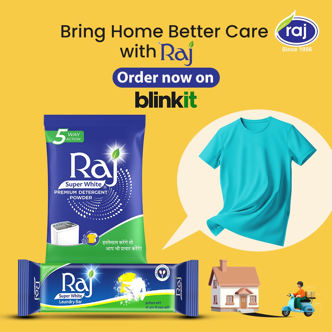 RajSuperWhite's tweet photo. Great care is now just a few taps away! π
Order your favourite Raj essentials on Blinkit and get them delivered to your doorstep in minutes.
#RajSuperWhite #RajEssentials #RajLaundryCare #LaundryEssentials #LaundryCare #CleanClothes #FreshLaundry #StainFree #PowerfulCleaning https://t.co/8m9KWNG2y5