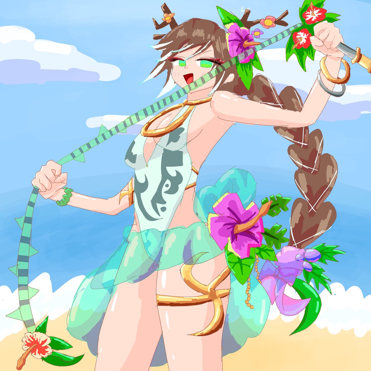 mezia_5000's tweet photo. #ボク殺3
 #ボク殺イラスト
 #君の目的はボクを殺すこと3
水着デメテルさん！
お仕置されたい方は整列をお願いします https://t.co/UAqfwUEeoU