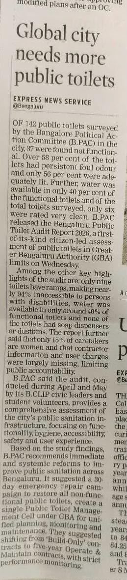 BPACofficial's tweet photo. Thank you to the media for covering B.PAC's report and helping amplify the conversation on strengthening urban governance and civic engagement in Bengaluru.

We appreciate the coverage by @ndtv, @htTweets, @DeccanHerald, @timesofindia, @THBengaluru, @DeccanChronicle, @NewIndianXpress & @bengalurupost1. Your reporting plays an important role in bringing evidence-based policy discussions to citizens, stakeholders, and decision-makers.

Together, informed public discourse can help build a more accountable, transparent, and citizen-centric Bengaluru.
- https://t.co/6vwnBk3VVY
- https://t.co/uXCK94dVv5
- https://t.co/wbpozP0K1Z
- https://t.co/KZ50aQtOmp
- https://t.co/YKw4HSOTaP

@kiranshaw @TVMohandasPai @prashanthp @Nithin0dha @tweetenator @zenx @DKShivakumar @krishnabgowda @GBA_office @GBAChiefComm @BNCCofficial @comm_blr_south @BECCUPDATES @BWCCofficial @BCCCofficial @ashwinmahesh
