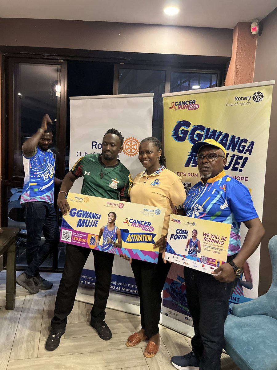 CoachRebeccaUG's tweet photo. All roads lead to the Rotary Cancer Run 2026.

Come Aug 30th, join us @RctNajjeera as we add to the efforts to equip the Cancer Center @NsambyaHospital with modern linear accelerator technology. Every step counts 🏃🏾‍♀️

#ggwangamujje #rotaryeyamba #cancerawareness https://t.co/QBNz5j38PK