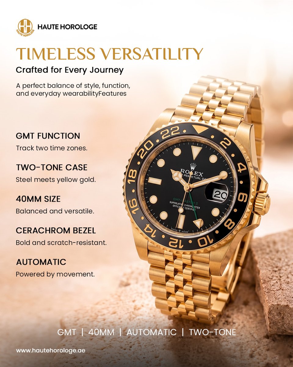 hhorologe's tweet photo. The Rolex GMT‑Master II is the piece you reach for again and again. Versatile, iconic, timeless. Would you wear it daily or keep it for special occasions?
Explore more: https://t.co/oLtwR3bYpz.
#Rolex #GMTMasterII #LuxuryWatches https://t.co/9AGI3fmfiZ