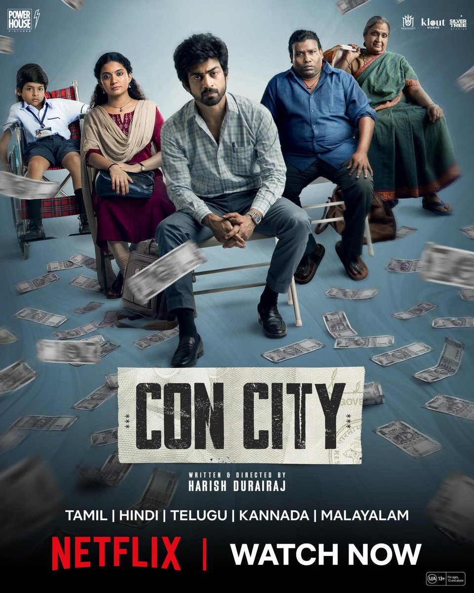 powerhousepic's tweet photo. #ConCity – The fun-scam thriller is streaming now on Netflix 📺

A fun fest by @harish_durairaj.

A @RSeanRoldan musical. 

Starring @iam_arjundas @benanna_love @sakshivaidya99 @iYogiBabu #Vadivukkarasi #Akhilan. 

@powerhousepic in association with @Maaliandmaanvi @kloutstudios and
@SilverTreeOffl

@arunprajeethm @vijaymp29 @Netflix_INSouth @TSeries @tseriessouth @DeltaStudioIN @venkatavmedia @thespcinemas @DQsWayfarerFilm @vithurs_ @Udaykumar_mix @Soundvibestudio @ahimsafilms @sidhuwrites @proyuvraaj