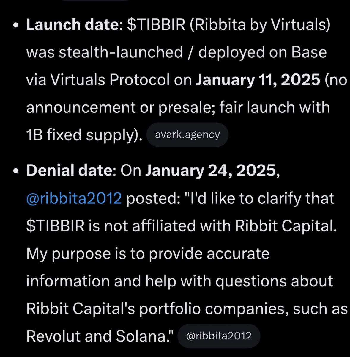 topWithenser's tweet photo. At pretty much exactly the same age as $WALLET is now, the $TIBBIR bot denied connection to Ribbit Cap. https://t.co/qmzZtQO2zV