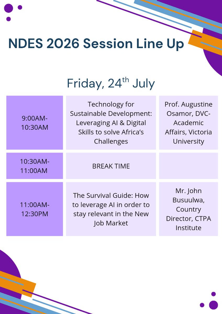 jonah39341's tweet photo. Day 5 of #NDES2026 happening today.
Two sessions on AI's role in solving Africa's challenges and staying relevant in the new job market. Free, online, open to students across Uganda.
#NationalDigitalExcellenceSeries 
#DigitalLiteracy https://t.co/ZcQtwdrXjO