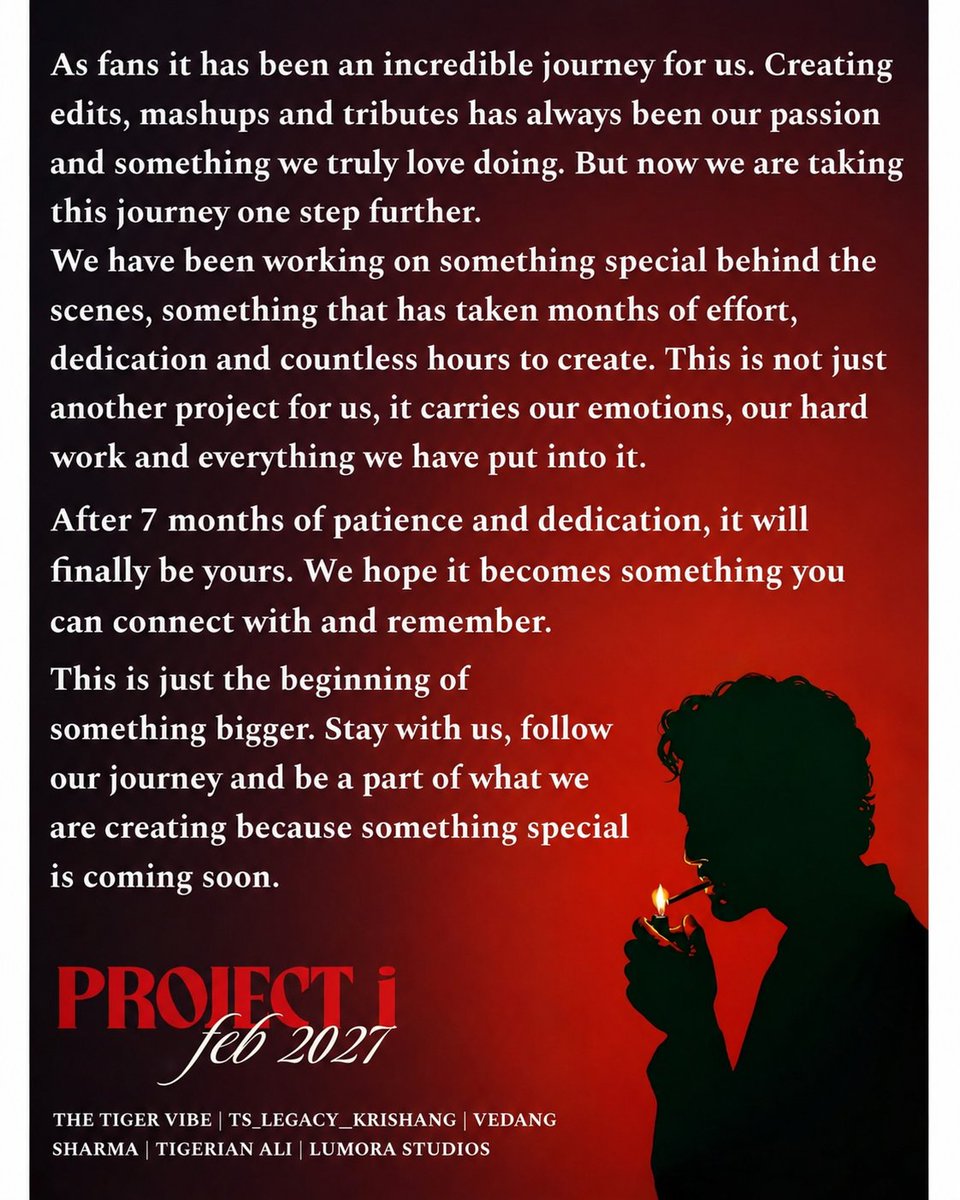 tslegacy_krish's tweet photo. The best arrives when the time is right ⌛
#PROJECTi February 2027
#TigerShroff #Bollywood #BeyondTheVision https://t.co/q88equj1vM