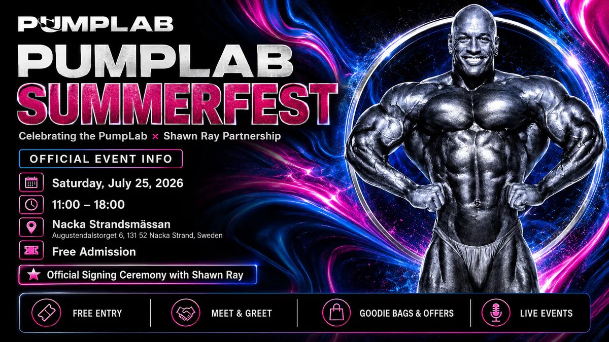 sugarshawnray's tweet photo. See you this weekend with PumpLab and the launch of the New Shawn Ray Signature Series in Sweden ��🇪 11am-6pm
#WheyProtein #Supplements #ShawnRay #PumpLab #Sweden https://t.co/GS0jtQAF56