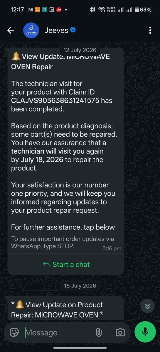 arko_2405's tweet photo. Do NOT buy the @Flipkart Jeeves extended warranty.
​They lie about technician visits, delay the process for months (1 month , no tech visit for me), and ultimately force you to pay out of pocket for repairs elsewhere. It is a complete waste of money—avoid at all costs. https://t.co/wKsImeh2RZ