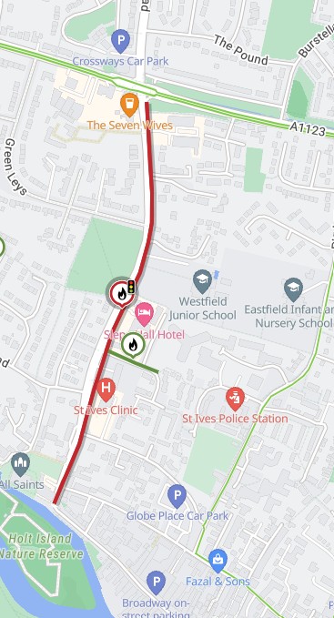 Cambs_Traffic's tweet photo. 🚧ADVANCE NOTICE
🚦Ramsey Road, #StIves Temporary signals will be in place 27th July - 27th August for works by @CadentGasLtd.
More info: https://t.co/dZjKAK8fF2 https://t.co/QrYaD09ZFx