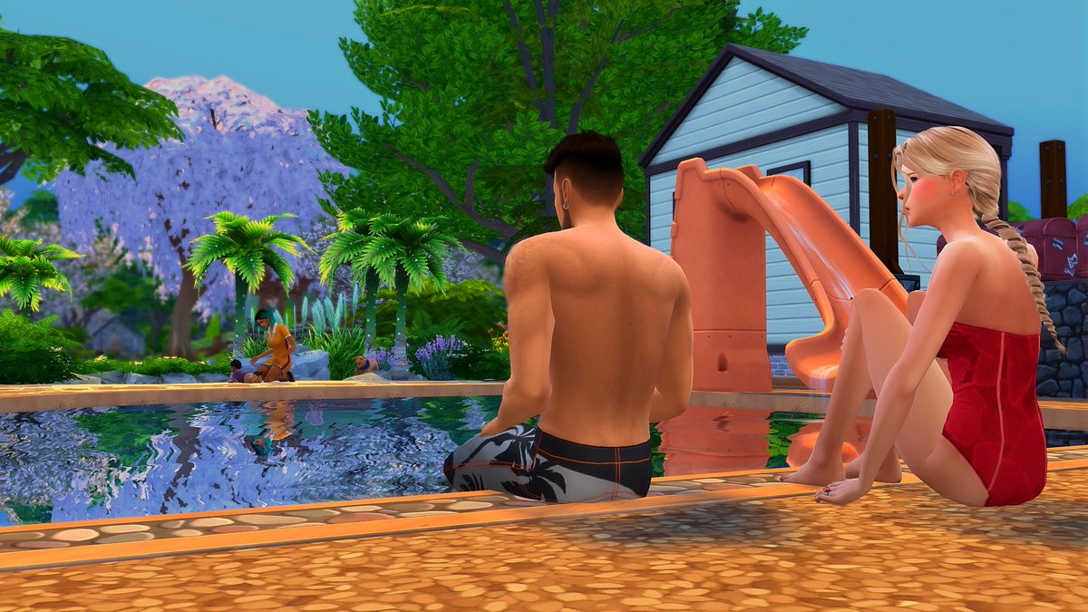TikiSimmer's tweet photo. Frida y yo fuimos un rato a la piscina y estaban Thi, Gastón y César, los miramos un rato y noté a Frida algo triste pero al hablar con ella me preguntó que si me gustan los niños y ... claro que si y más con ella, es hermosa mi chica 😍

#thesims4 #sims4 #tinytown #retossims4 https://t.co/3EipWXVV8m