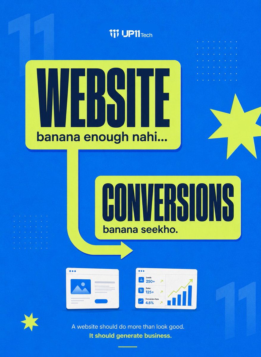 up11tech's tweet photo. A website that only looks good isn't enough.

The real goal is conversions.

Turn visitors into leads, leads into customers, and your website into a business asset.

Is your website working for you? 🚀

#WebDesign #Marketing #BusinessGrowth #Up11Tech #Up11TechRanchi #Up11 https://t.co/Qi0Kc2CGdg