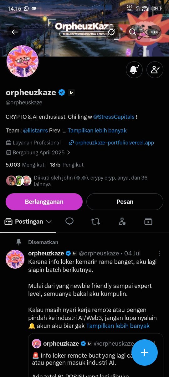 asalwangi_'s tweet photo. @orpheuskaze Gw langganan premium x tanggal 10 juli sampai sekarang belum diverifikasi.
Ada saran kagak bang 😭 https://t.co/vvgaw9hTt3
