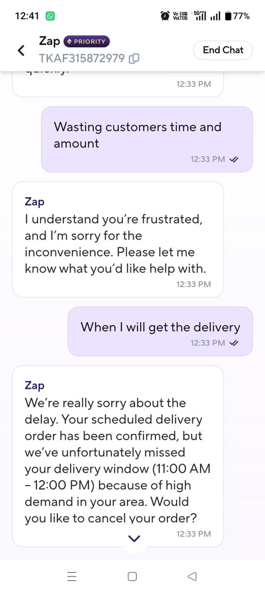 itsvineeth209's tweet photo. @ZeptoNow @zeptocares 

Customer touch was completely missing by implementing ChatBot customer care.

It was very difficult for tech-savvy to connect. What about normal person? Very poor customer service. https://t.co/5xcUxWbAHQ