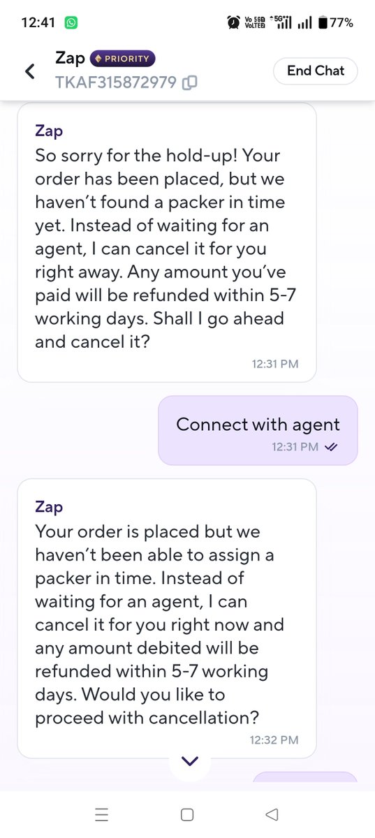 itsvineeth209's tweet photo. @ZeptoNow @zeptocares Not resolving customer issues https://t.co/jBfut2Cu3C
