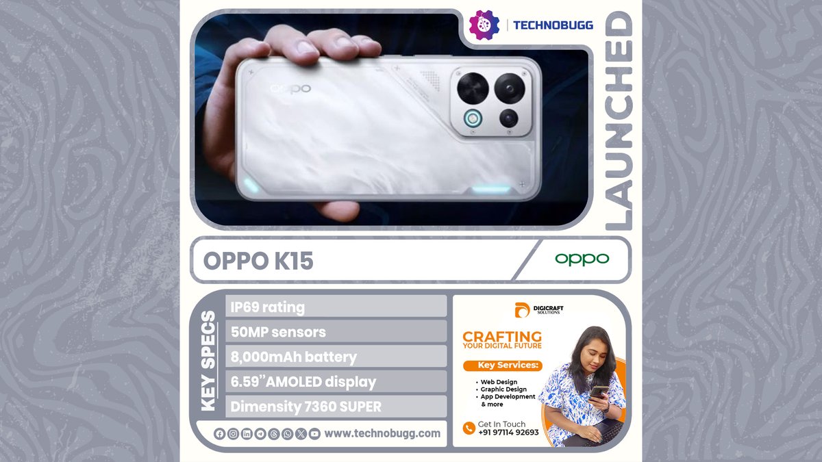 TechnobuggTweet's tweet photo. Oppo K15 Goes Official

Read more : https://t.co/hQBkFI9xeA

#Oppo #OppoK15 #Breaking #Technobugg #technews https://t.co/yK4o8u1Mz9
