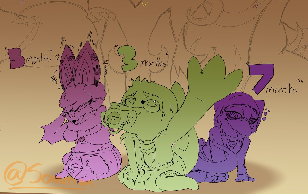Soarrian_'s tweet photo. Birthday Regression! (#pokemon TF and AR) [Comm]
A (very belated) birthday commission for @AlsoIMainYoshi and her little friends @Scuzzles1 and I living the baby Pokémon life (along with a small comic!)
Thank you for letting me do this #ageregression and #transfur piece you two! https://t.co/GDYV5Xrcdk