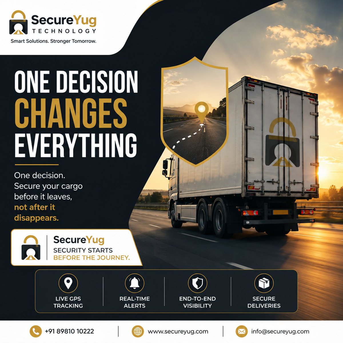 SecureYug's tweet photo. One decision  today can prevent Tomorrow's losses.. Security Starts Before the Journey. 🛡️
📞 +91 89810 10222
🌐 https://t.co/1qfl56nOtp⁠�
📧 info@secureyug.com https://t.co/JZChqzxPsf
