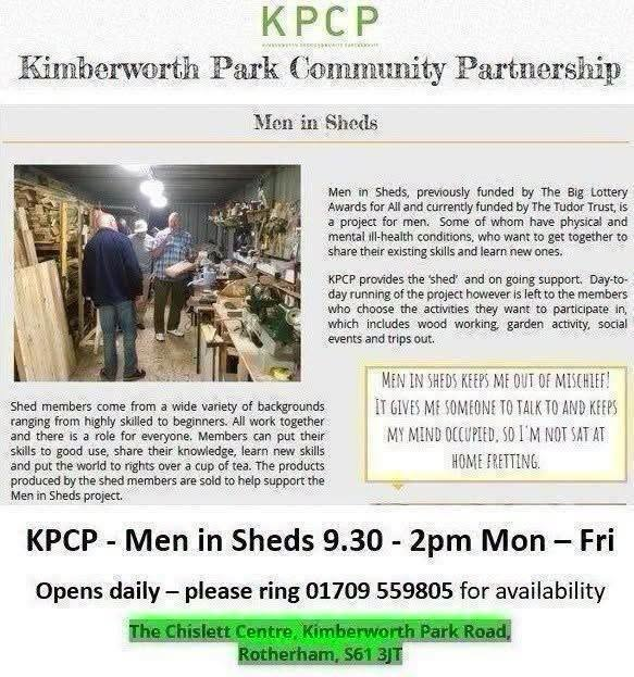 Stag_RosePPG's tweet photo. #friday - @KimberworthPark Chislett Centre @UKMensSheds session 9.30am - 2pm
A great community men's group, learn new skills, chat over a brew, make new friends - #YouMatterAlways
#chat & #brews #peersupport #livedexperience #meninsheds #community #menmatters #mensmentalhealth https://t.co/X4528l7wWE