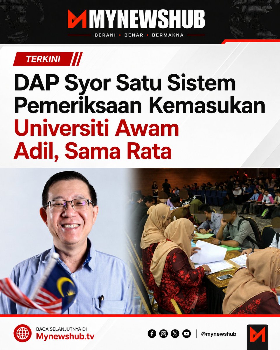 mynewshub's tweet photo. DAP Syor Satu Sistem Peperiksaan Kemasukan Universiti Awam Adil, Sama Rata

Oleh Mynewshub 

KUALA LUMPUR - DAP mencadangkan satu peperiksaan seragam diadakan untuk permohonan kemasukan ke Universiti Awam seperti diamalkan oleh banyak negara maju. 

Penasihat DAP, Lim Guan Eng berkata, tiga bentuk peperiksaan STPM, Asasi dan Matrikulasi yang berlainan sukar untuk menetapkan satu asas yang konsisten.

Kata beliau, ia juga sukar untuk menetapkan asas yang sama rata dalam mengukur standard kecemerlangan secara adil kepada semua calon peperiksaan. 

"Sudah sampai masanya untuk ada satu sistem peperiksaan kemasukan Universiti Awam yang sama untuk semua dan bukan seperti sekarang 'satu negara, tiga sistem'," katanya di media sosial hari ini.

Guan Eng yang juga bekas Menteri Kewangan berkata, beliau telah menyampaikan syor tersebut kepada Perdana Menteri, Datuk Seri Anwar Ibrahim baru-baru ini.

Untuk rekod, dasar semasa program Matrikulasi menetapkan kuota 90 peratus Bumiputera dalam kemasukan ke program tersebut.

Manakala kursus asasi di Universiti Teknologi Mara (UiTM) memperuntukkan 100 peratus kuota untuk pelajar Bumiputera. - MYNEWSHUB 

Sumber Info: Akaun Media Sosial Lim Guan Eng