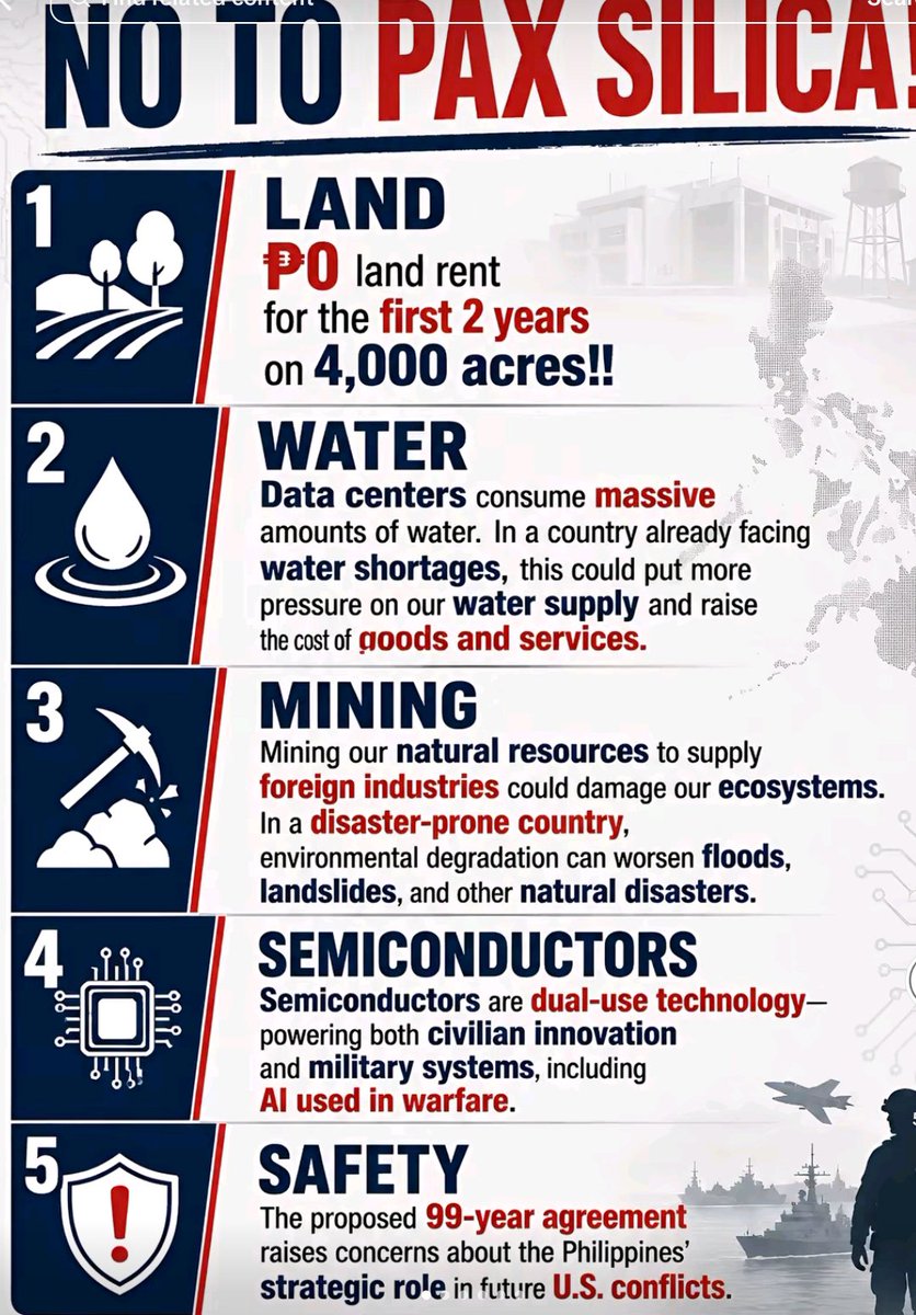 Han_Ji22's tweet photo. Mining Expansion = destructive &amp; deforestation
Power Strain = High energy consumption demands
Water Scarcity = needs clean water to operate,sabi sa news kukunin daw sa Ulan yung tubig eh Araw Araw ba naulan sa Pinas? Diba sabi sa news kulang na tayo sa tubig. #NoToPaxSilica https://t.co/qDFOG5ljFe
