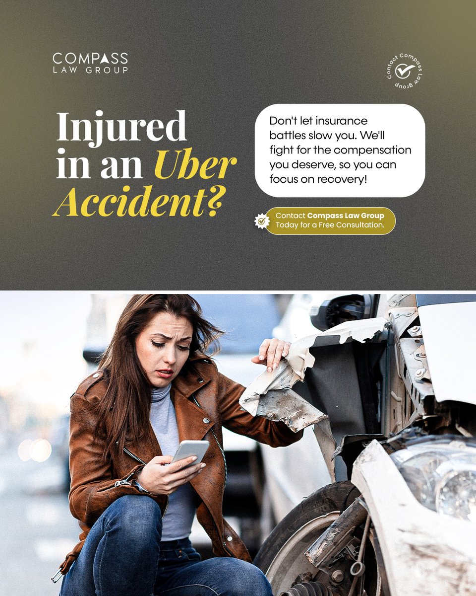 CompassLawGroup's tweet photo. App-based crashes shouldn't derail your physical healing! 

We tackle stubborn adjusters and capture maximum payout while you rest.

DM us now to claim your zero-cost case review.

📲 (310) 289-7126
🌐 https://t.co/o5dwKC47bd

#CompassLawGroup #UberCrashHelp #AppAccidentLaw https://t.co/FTId4kXlJG