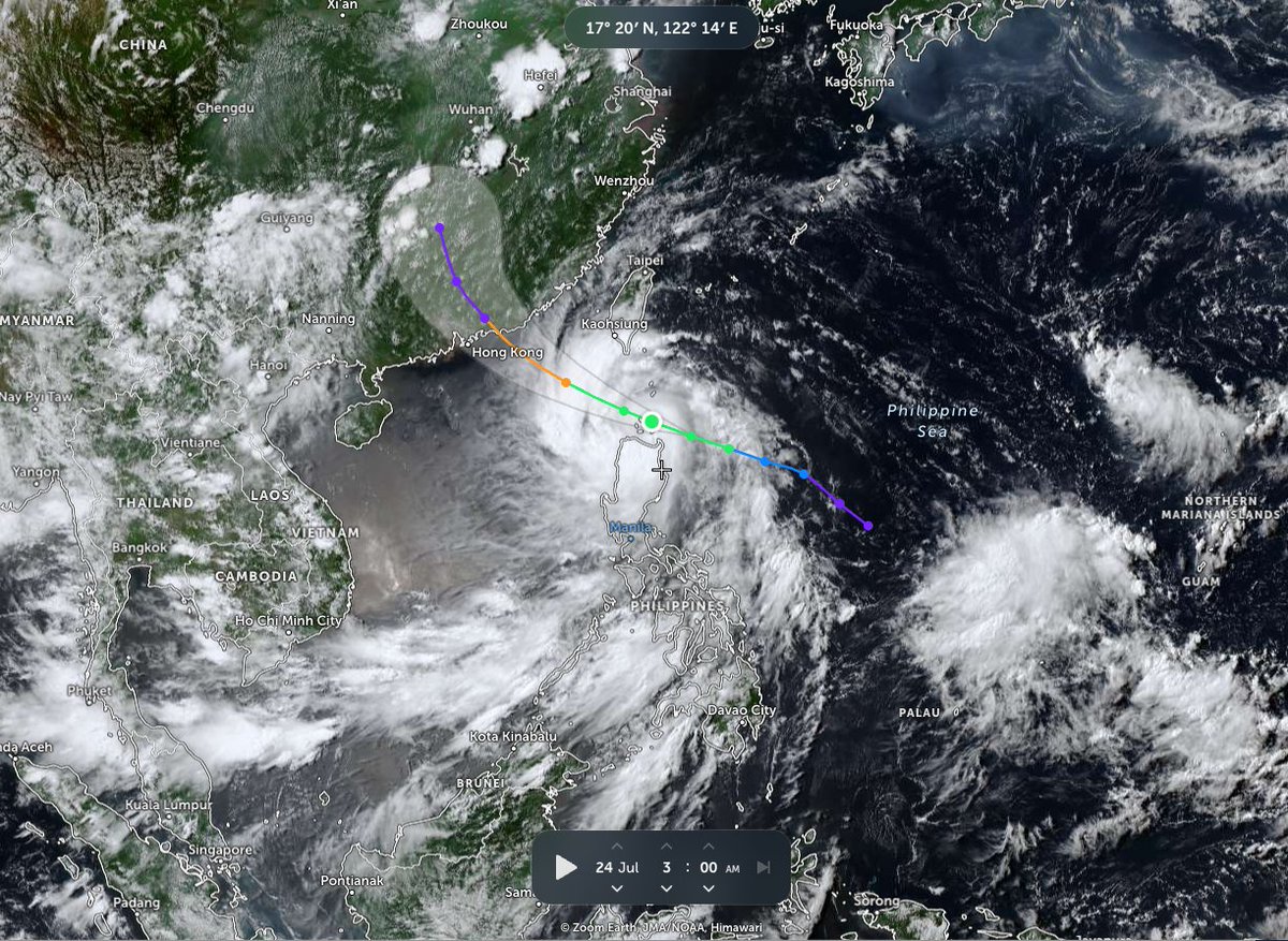 jnmet's tweet photo. Tropical Storm #Noul/#Kiyapo is crossing the Babuyan Islands with heavy rain from the northern #Philippines to southern #Taiwan. Noul will push into southeast #China, just east of #HongKong, as a typhoon on Sunday. https://t.co/d3e4Wh1Aei