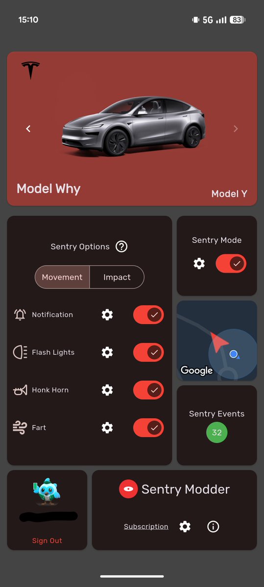 _LiorBo_'s tweet photo. @piloly @elonmusk Sentry Modder sends you a notification immediately, unlike the Tesla app. You can trigger a honk, flash lights, fart (up to 3 each) on every event, and differentiate between movement vs impact event. Geo-fence each action or make it time-of-day based https://t.co/PuuCkQzEy0