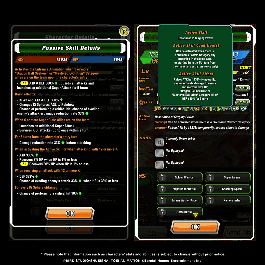 dokkan_global's tweet photo. First-hand information on UR [Grand Assault Leading Allies] Super Saiyan 3 Goku (Mini) (DAIMA)'s stats! (1/2) https://t.co/xvBzBX1LoM