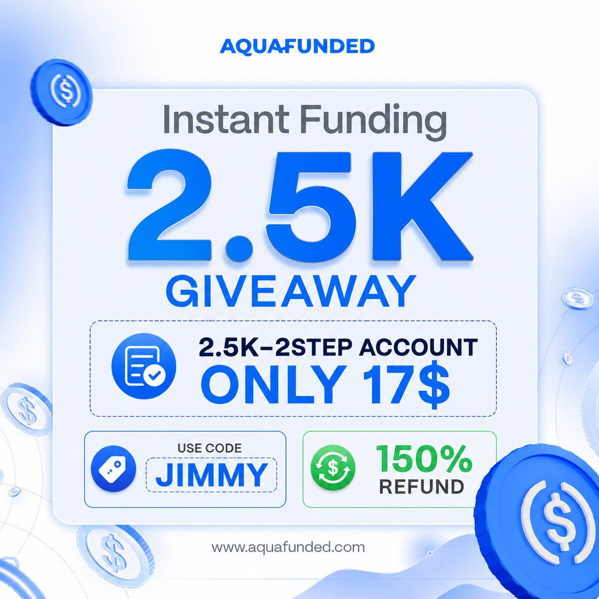 propfirmarena's tweet photo. 🚨AQUA FUNDED SALE IS LIVE! 🚨

🔥 Buy 1 Get 1 FREE
💰 150% Refund

🎯 Use Code: JIMMY

🎁If you secure your first payout, I'll personally give you 1 FREE account 🚀

👇 Get Funded Here:
https://t.co/hbM1t5QA9G

⚡ Don't miss this limited-time deal !💯 https://t.co/abwEi3PLHK