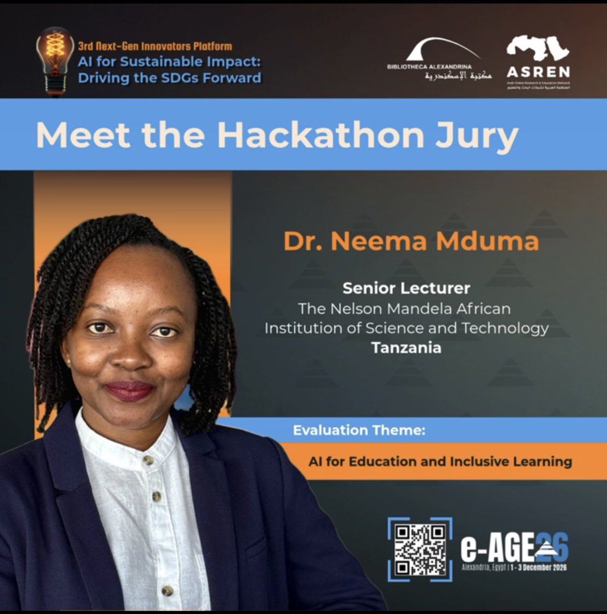 nakadori's tweet photo. Honoured to serve as a Jury Member for the Next-Gen Innovators Platform at the e-AGE26 Conference in Egypt, hosted by the Arab States Research and Education Network (ASREN). It is truly inspiring to see young innovators using AI and technology to tackle real-world challenges. https://t.co/kUAjBpZBwE