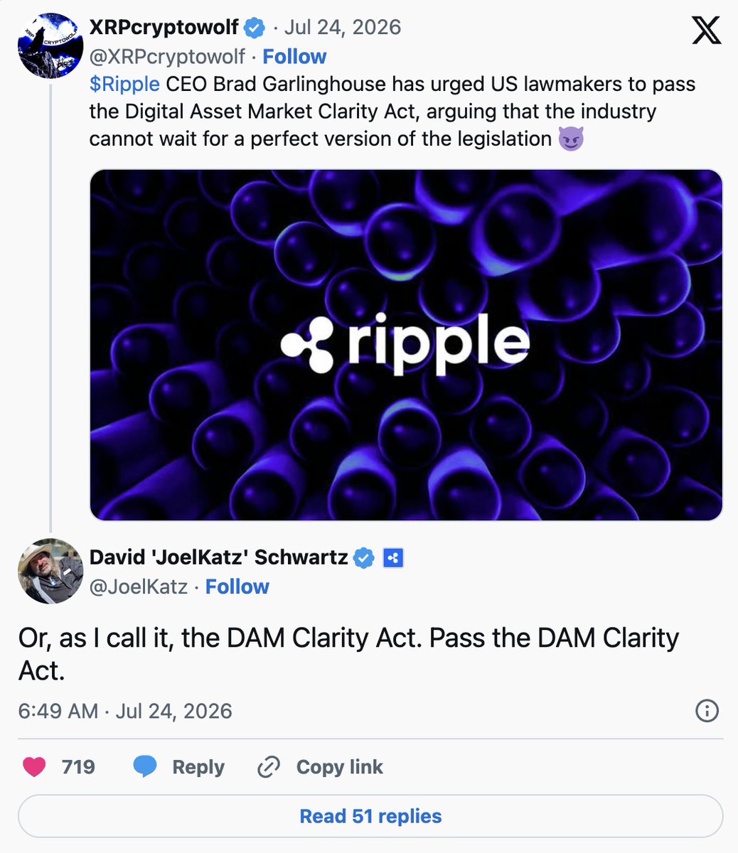 Archie_XRPL's tweet photo. 🚨 DAVID SCHWARTZ JUST DROPPED BACK-TO-BACK XRP MOON SIGNALS 😲🤯🫨

First he hits us with the gas pump showing $5.89…

DAVID: 📢 “Have you seen gas prices lately?!”  

That’s not random. 

That’s 589 energy. 

The number. The reset. The loop. 🔂

He knows exactly what he’s doing.  

Then hours later he drops this: 🗣️🗣️ “Or, as I call it, the DAM Clarity Act. Pass the DAM Clarity Act.”  

We all know what happens when that DAM finally breaks…  

The floodgates open. 🌊

XRP goes parabolic.  

Two posts.

One clear message.

The wait is almost over.  

This is actually sooooooooooo bullish.  🐂

Do you see it yet?👀

A PHOENIX RISING. 🐦‍🔥

#XRP #XRPArmy