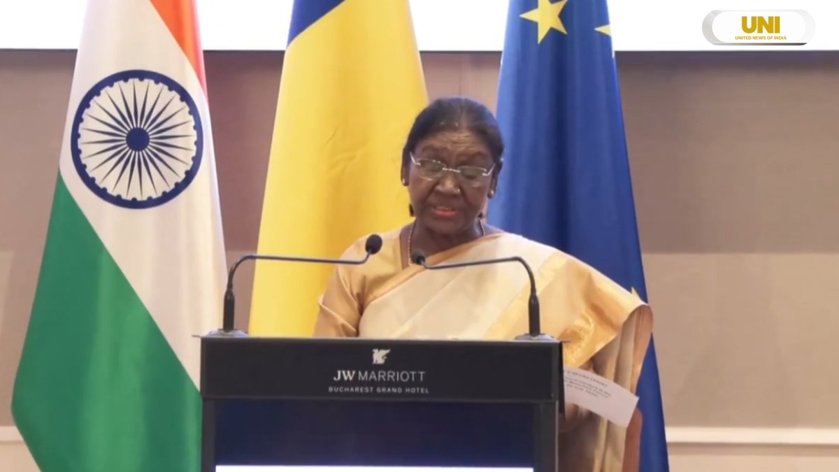 uniindianews's tweet photo. 🚨 #NewsAlert | President Droupadi Murmu addressed the India–Romania Business Forum in Bucharest, Romania.
@rashtrapatibhvn | @MAERomania | @MEAIndia | @NicusorDanRO | @oana_toiu | @RomaniaInIndia | #PresidentDroupadiMurmu | #IndiaRomania | #Romania | #Bucharest | #IndiaRomaniaBusinessForum | #BusinessForum | #UNI