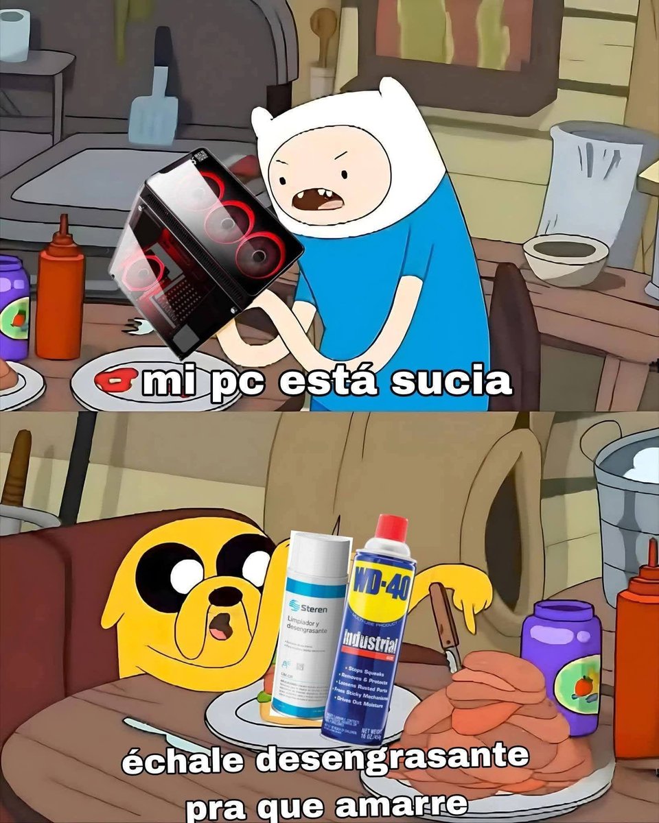 _Bunzs's tweet photo. Este meme surgió, por que un wey uso desengrasante para limpiar su pc y le dejo de funcionar xd https://t.co/neo8NhFmoV