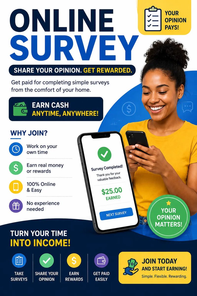 KombeePromise's tweet photo. Most people scroll through their phones every day without realizing there are legitimate platforms that reward users for completing surveys, testing products, and sharing feedback.
The challenge is knowing which platforms are genuine and how to get started.
DM if u're interested https://t.co/XEVmPJLlOh