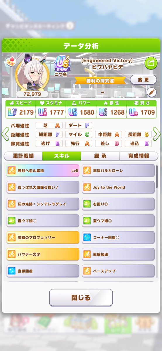 sunset_wiz's tweet photo. #ゆぷウマメモ
LONG（2026.07）
切れカフェできてたけど🍊のせいかそこまで勝率伸びなかったから急遽ハヤヒデ召喚。
因子うんこすぎて切れても取るものなかった https://t.co/bDRNZKEibg