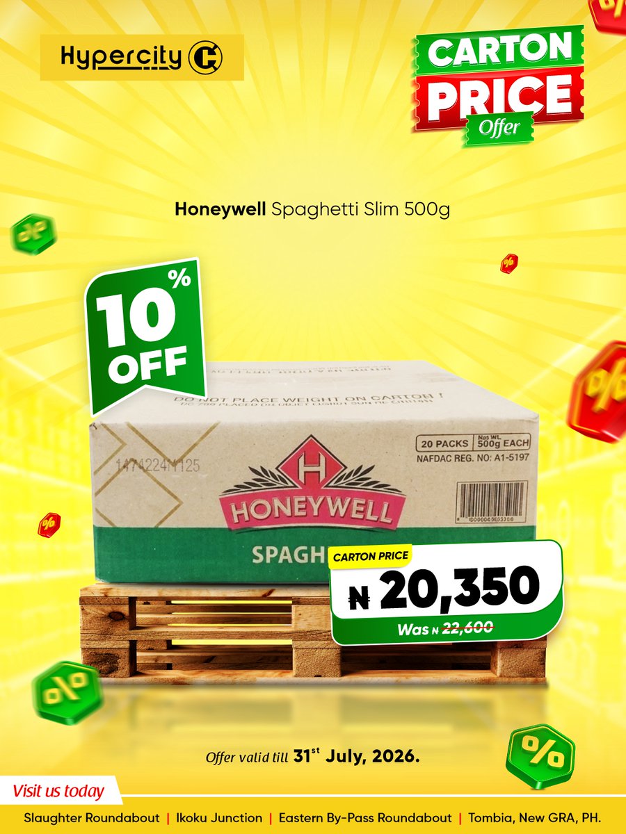 HypercityNg's tweet photo. The deals just keep getting better!

Swipe through today's Carton Price Offers and enjoy amazing discounts across drinks, groceries, noodles, snacks, and everyday essentials.

Don't wait until it's sold out.

📅 31 July 2026

💬 Which product are you stocking up on? https://t.co/XIOOo84lXZ