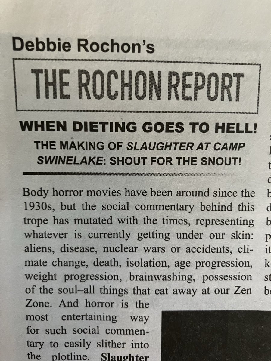 DebbieRochon's tweet photo. #Videoscope magazine hitting stores now - @FPNYC  @bnbooks  @chaptersindigo  The Rochon Report covers #slaughteratcampswinelake 🐷🎬💓🖤 https://t.co/3d3mrT0uJe