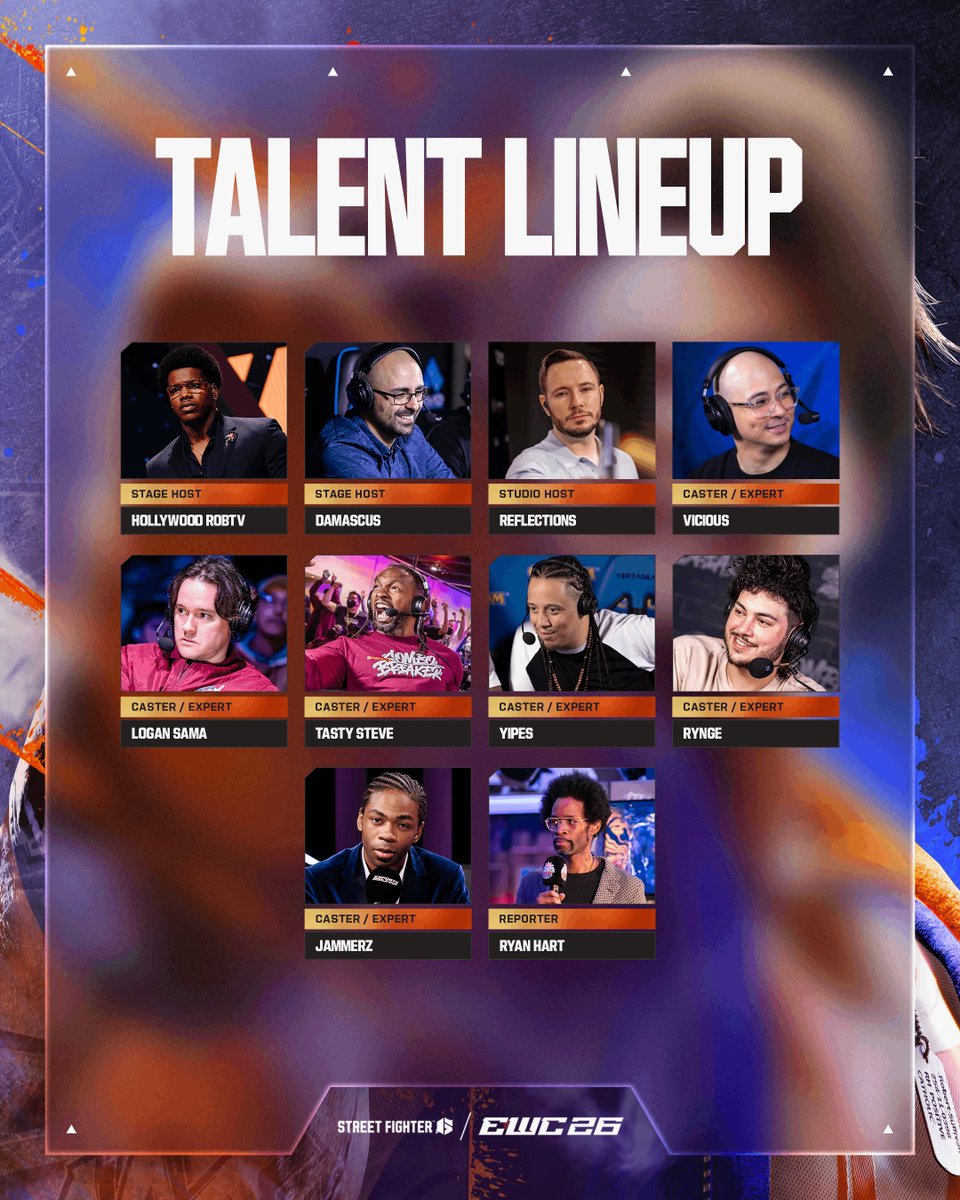 EWC_Extra's tweet photo. Meet the casters bringing you all the action live from Paris at Street Fighter 6 at EWC 26! 🎙️ https://t.co/gr0frOJkHs