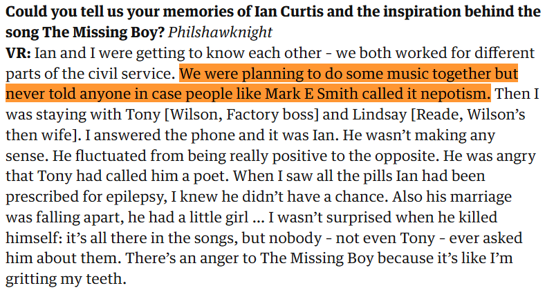 OrigRami17's tweet photo. #FallFriday
Vini Reilly on Ian Curtis and the awe of MES.
The Guardian, today: https://t.co/sh9EqWW0dA https://t.co/vWjyBKTizi