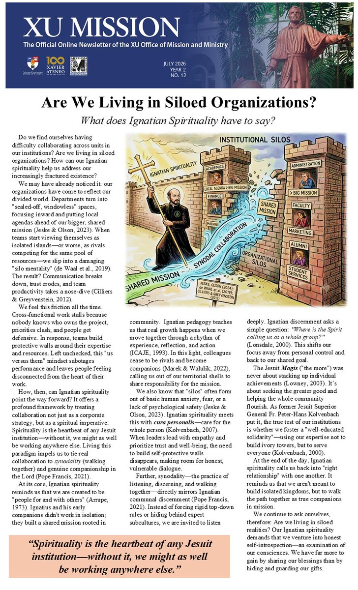 OMM_XavierU's tweet photo. What does our Ignatian Spirituality have to say about our siloed realities? Please click on the link to access the entire article: https://t.co/oZOALgmAs5 https://t.co/fLeGR2fRpL