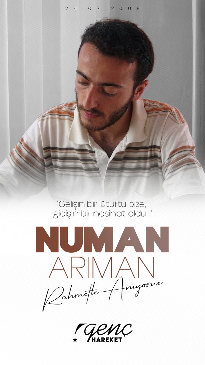 genchareket's tweet photo. #NumanArıman: "Bir bakış ki kalbin en ince yerinden yakalar seni. Bu yüzden her sabah uyanınca bir kardeşimin tebessümü değmeli gözüme."  Samimiyetin, özverinin ve adanmışlığın en güzel örneklerinden değerli Kardeşimiz Numan Arıman'ı vefatının sene-i devriyesinde rahmetle yâd ediyoruz.