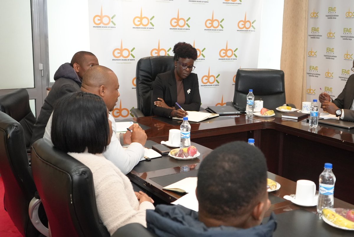 EngineersBoard's tweet photo. Strengthening Regional Collaborations: The Engineers Board of Kenya (EBK) hosted a delegation from Eswatini's construction industry regulator, the Construction Industry Council (CIC) for a benchmarking meeting aimed at sharing best practices in engineering regulation and professional standards.

The engagement provided an opportunity to showcase EBK's regulatory framework, mandate, and operational processes while exploring areas of mutual learning and collaboration. The two institutions reaffirmed their commitment to strengthening partnerships, fostering knowledge exchange, and advancing excellence in engineering regulation for sustainable development across the region.

#ProfessionalDevelopment #EngineeringExcellence