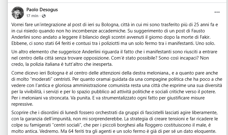Moonlightshad1's tweet photo. "Scoprire che i disordini di lunedì fossero orchestrati da gruppi di fascistelli lasciati agire liberamente, con la garanzia dell’impunità, non mi sorprenderebbe. La strategia di creare tensioni e far ricadere le colpe su famigerati “centri sociali”, ➡️ https://t.co/ktcfFHIZC7