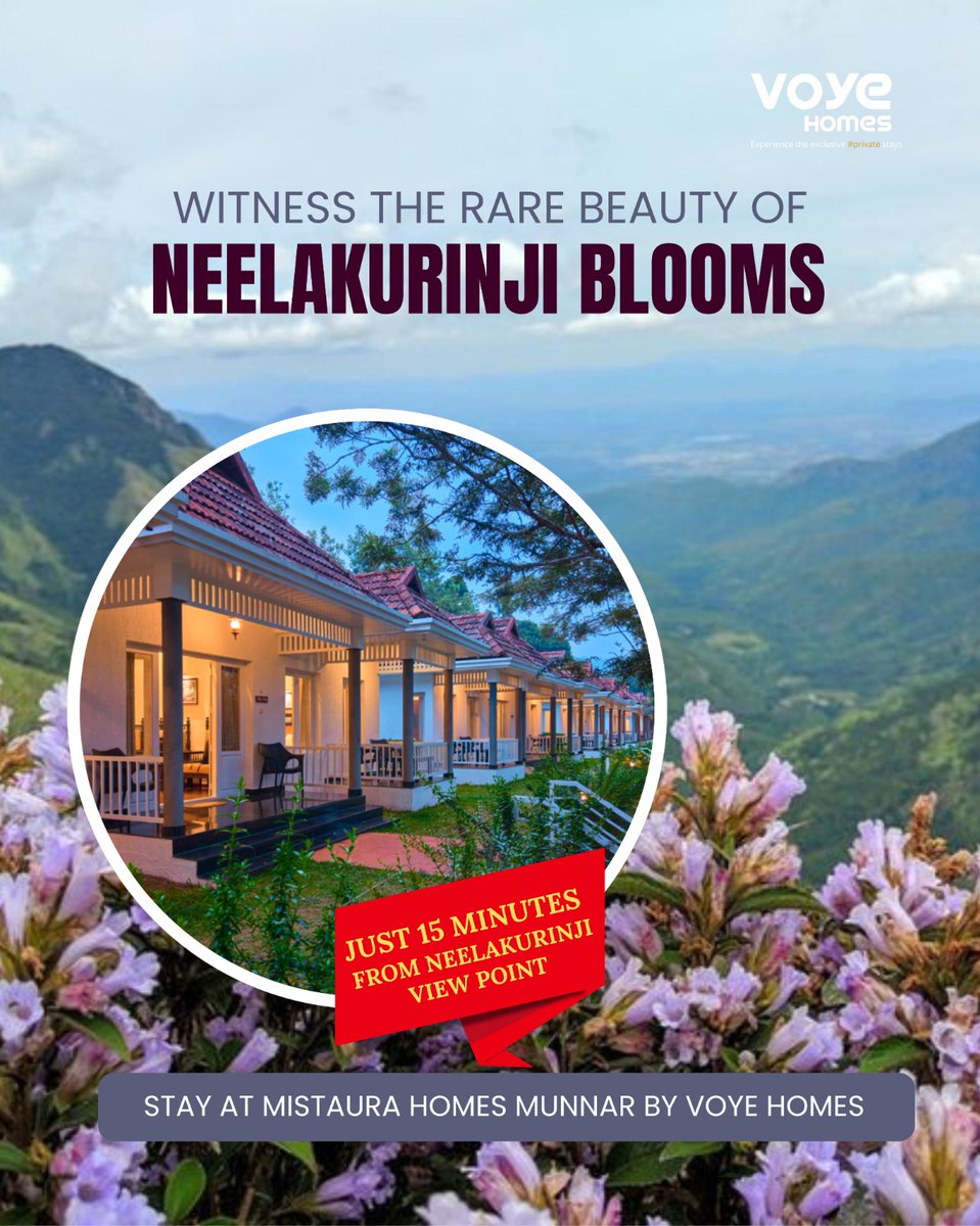 HomesVoye's tweet photo. Mistaura Homes Munnar by VOYE HOMES, located in the peaceful Bison Valley, is just 15 km from the Neelakurinji blooming region
Visit : https://t.co/HmuBP1YIJU

#neelakurunji #munnar #viewpointmunnar https://t.co/YnCSU8Y5aX
