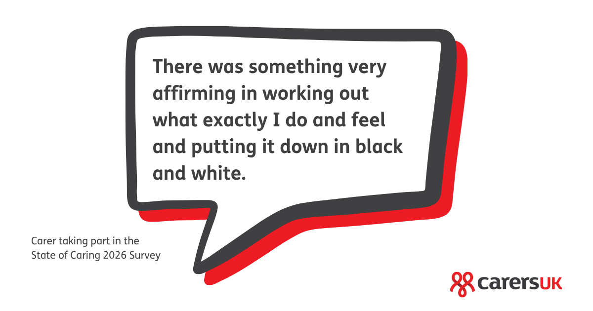 CarersUK's tweet photo. Tell us what life is like for you as a carer in 2026.

The State of Caring survey is a chance to share your experiences and make sure the realities of caring are understood.

Be part of building the evidence needed to influence change.

Take part today: https://t.co/Gpb71Bz1YW https://t.co/DnjXmjQUYL