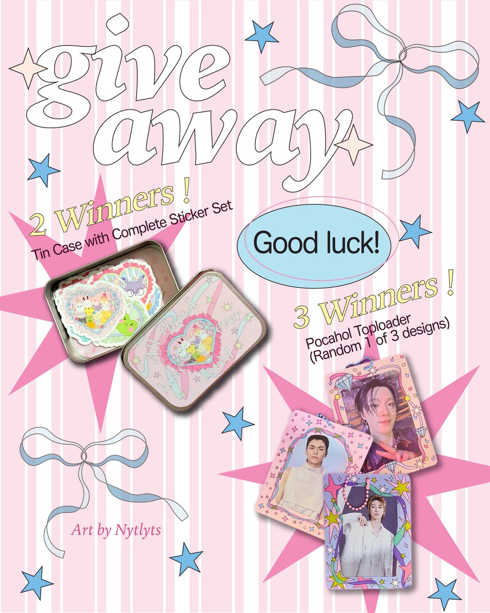 artbynytlyts's tweet photo. 🎁GIVEAWAY

To celebrate our Jul 27 drop, we’re giving away Eternity Coll items to 5 winners! ✨

2 Tin Case + Full Sticker Set
3 Pocahol Toplo (rdm 1/3)

shipping is on us!

Mechanics:
• mbf @artbynytlyts
• like &amp; rt
• Tag 2 moots (must also follow us!) 

Ends Jul 26 11:59 PM https://t.co/DxBucGW1O9