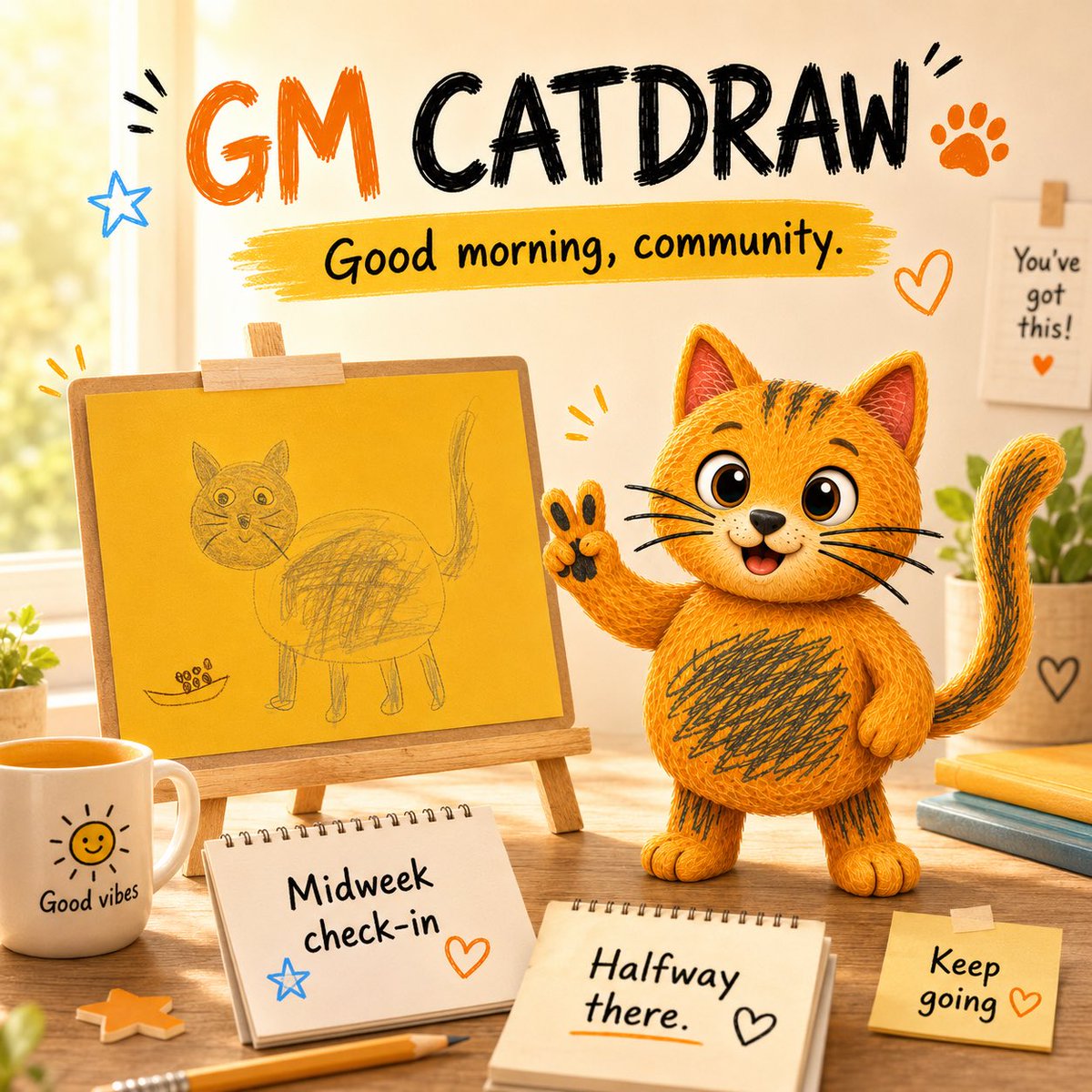 catdrawcoin's tweet photo. GM CATDRAW βοΈπ±
Midweek check-in π
Halfway through the week and our little cat is still here with good vibes, small steps and community energy.
Keep going, stay creative and have a great day everyone β¨
#CATDRAW #GM #Midweek #Community https://t.co/g8FieAmIuq